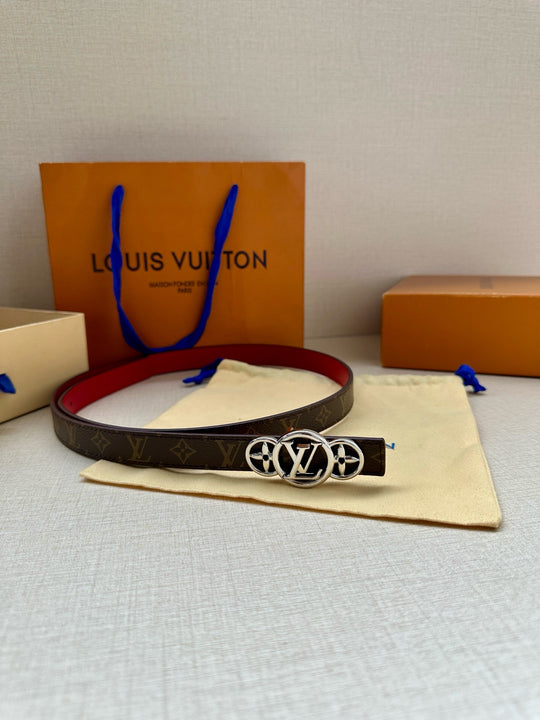 Lv belt two sides 2cm red silver hardware