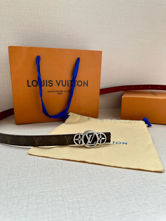 Lv belt two sides 2cm red silver hardware