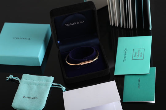 Tiffany lock bangle bracelet gold with zircon