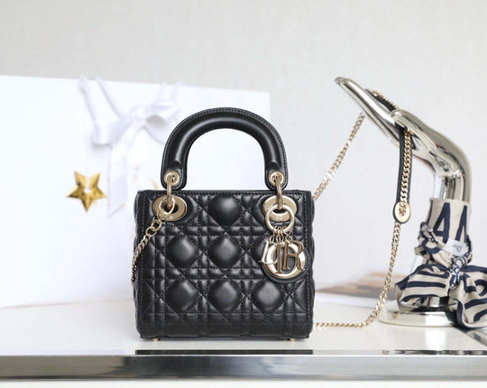 Mini Lady Dior Bag black with chain