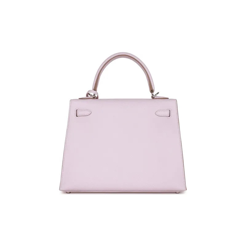 HERMES Kelly 25 Bag Epsom Leather Handbag (20,25,28,32) Mauve Pale Dream Purple  silver hardware