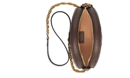 GG Supreme Monogram Web Mini Ophidia Round Shoulder Bag Brown