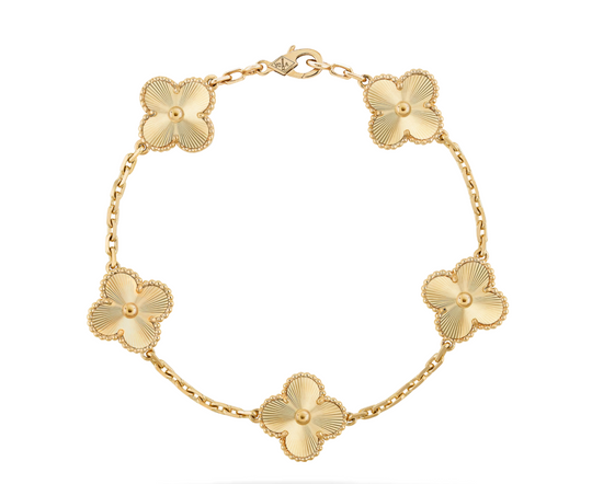 Vintage Alhambra Bracelet, 5 Motifs 18K gold platted