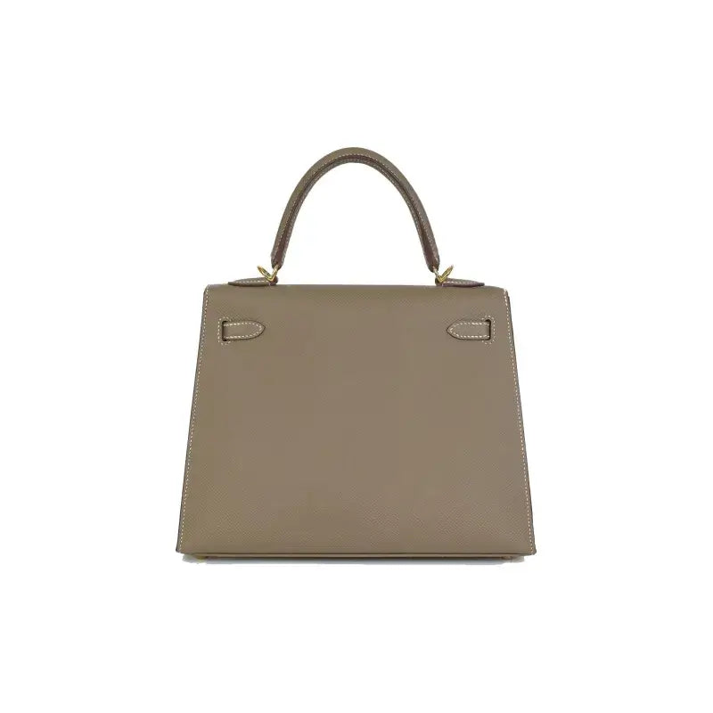 HERMES Kelly Bag Epsom leather handbag in elephant gray with gold hardware, a luxury bag for women featuring timeless elegance.