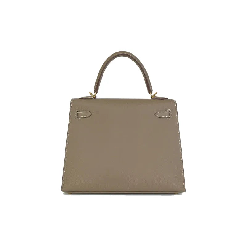 HERMES Kelly 25 Bag Epsom Leather Handbag (20,25,28,32) elephant gray gold hardware