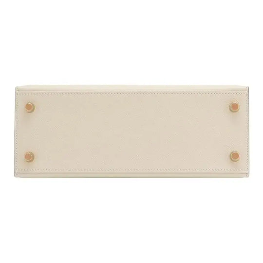 Hermes Kelly 25 Bag Epsom leather handbag base in nata white with gold hardware, a luxurious accessory for women.