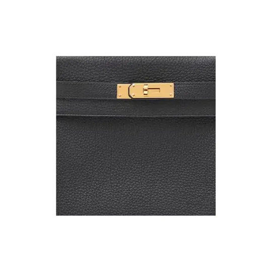 Hermès Kelly 25 black Togo leather handbag with gold clasp, a luxury bag for women reflecting timeless sophistication.