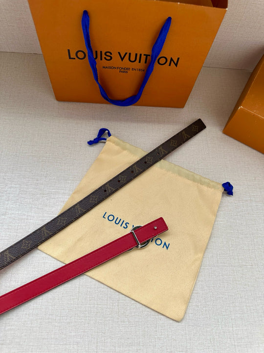 Lv belt two sides 2cm red silver hardware