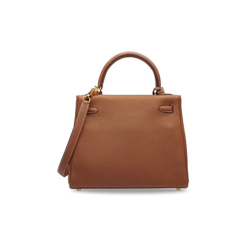 HERMES Kelly 25  brown Togo leather Bag Handbag (20,25,28,32)