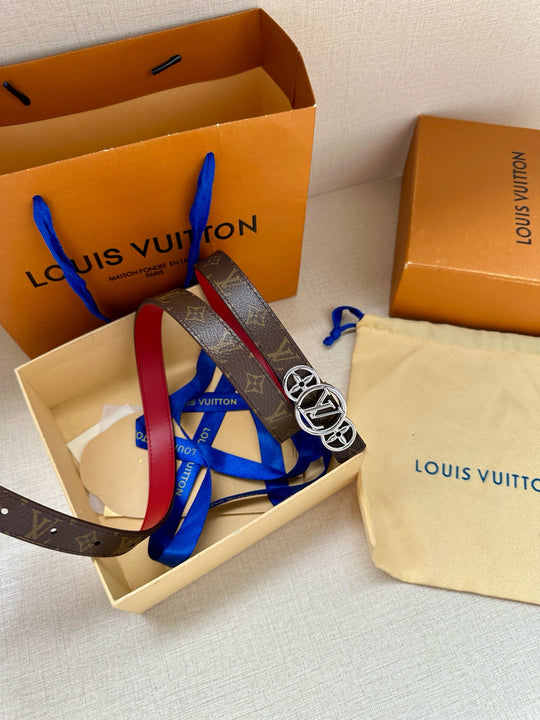 Lv belt two sides 2cm red silver hardware