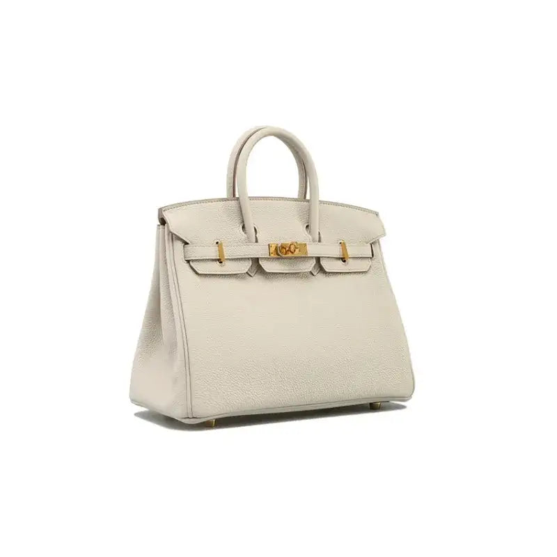 HERMES Birkin Bag Beton Glacier White togo leather handbag with silver hardware, a luxury bag for women, symbolizing timeless style.