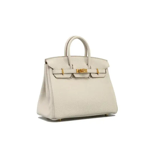 HERMES Birkin Bag Beton Glacier White togo leather handbag with silver hardware, a luxury bag for women, symbolizing timeless style.