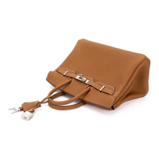 HERMES Birkin 25 bag in brown togo leather with silver hardware, a luxury bag for women, perfect for everyday use.