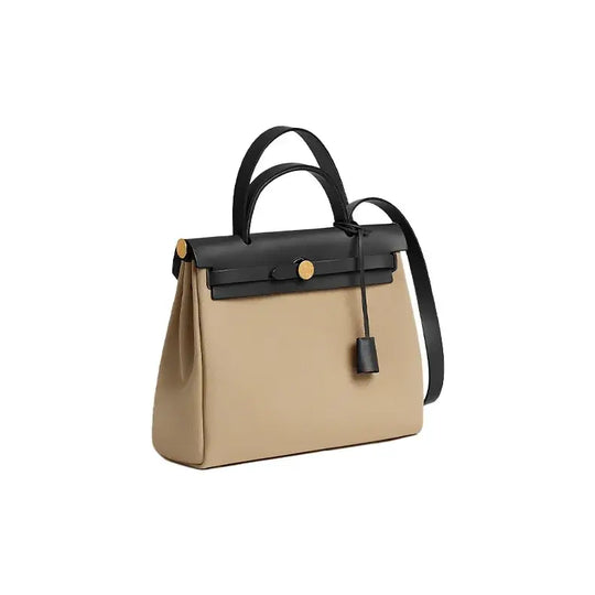 Hermes Herbag 31 beige and black luxury bag for women featuring elegant design and high quality, perfect everyday bag.