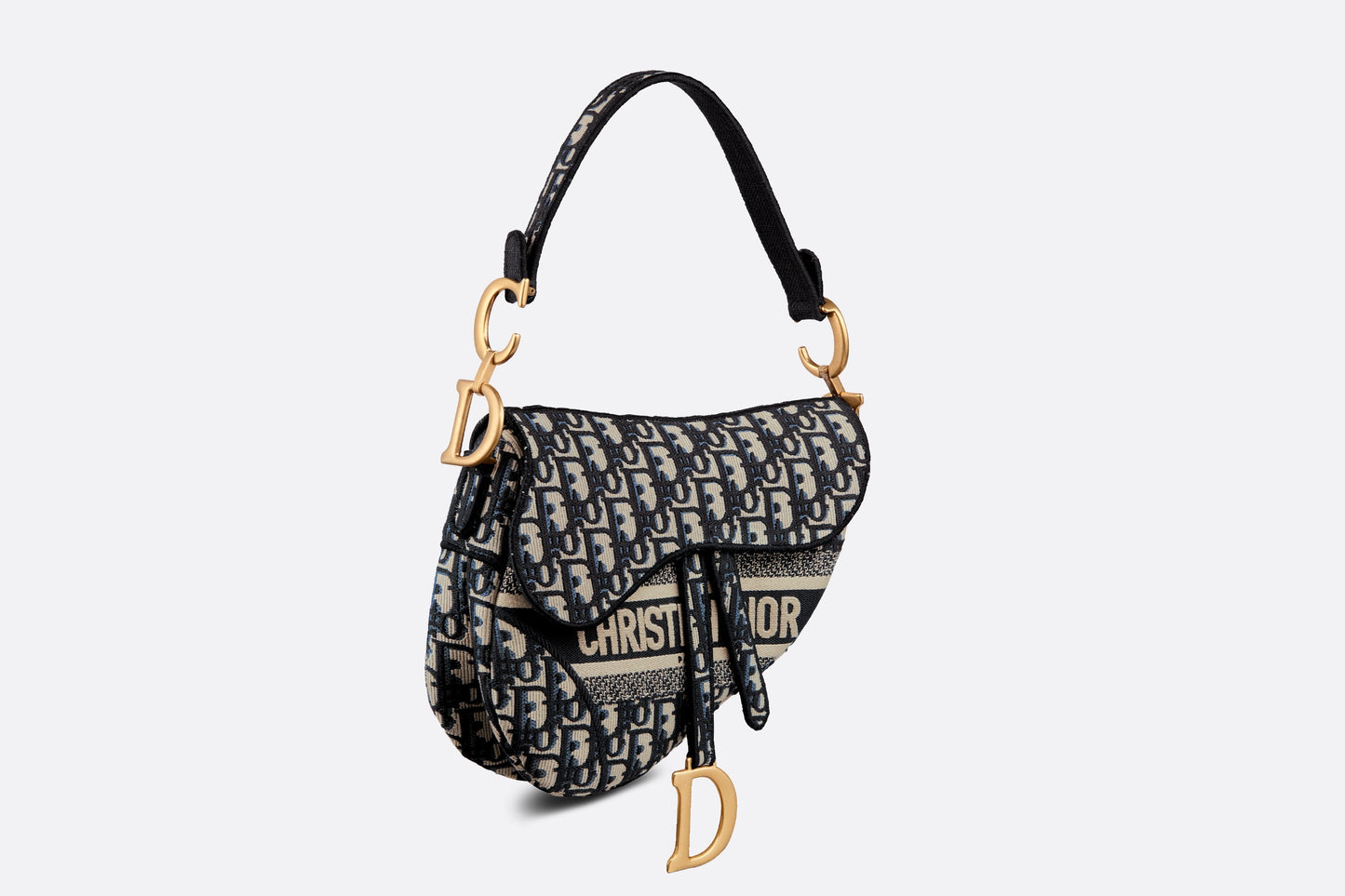 Dior Saddle Bag Blue Dior Oblique Embroidery