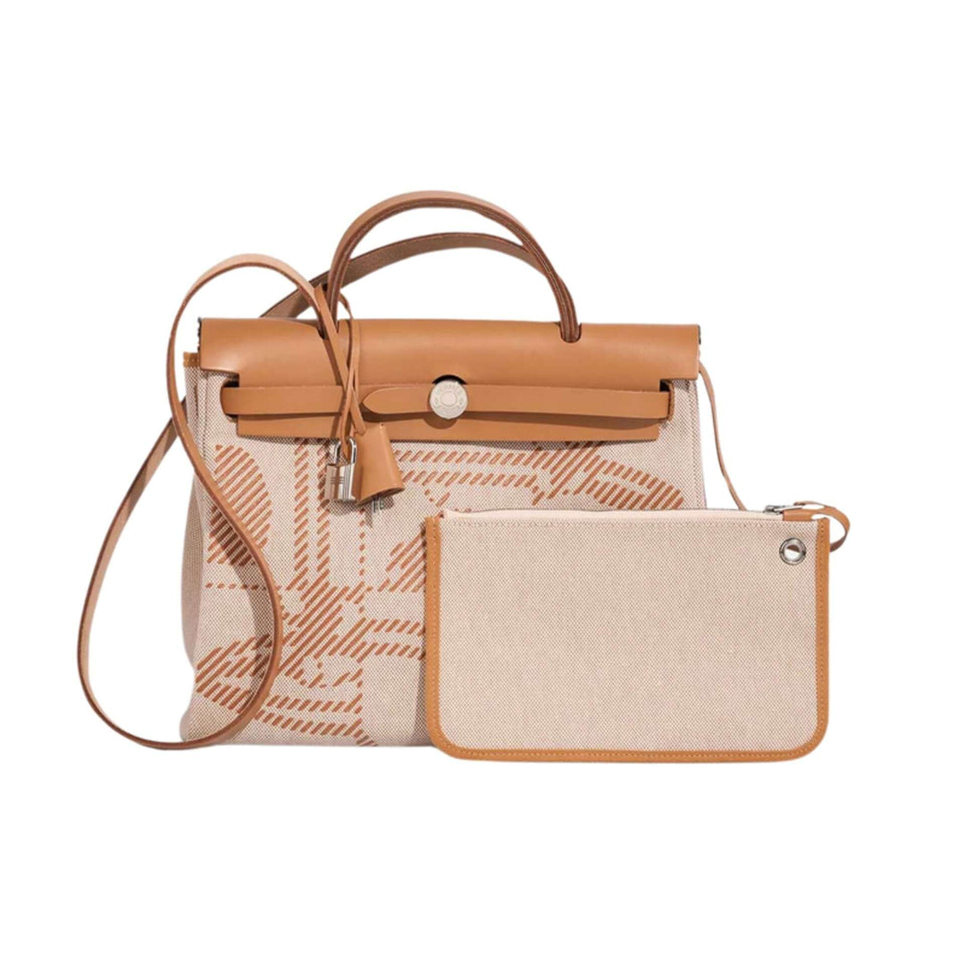 HERMÈS Herbag 31 in Vache Hunter Sable Naturel, luxury bag for women with stylish design and interchangeable options.