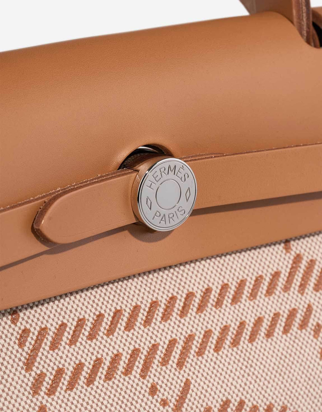 Hermès Herbag 31 in natural sable color showcasing sleek design, high quality fashion accessory and stylish purse for women.