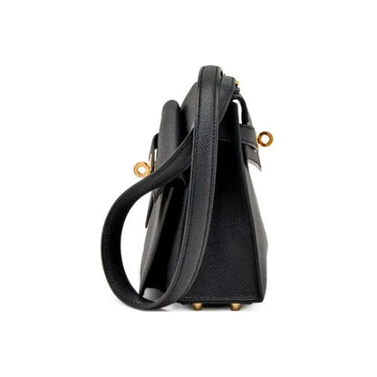 HERMES Kelly en Desordre Bag Epsom Leather Handbag (20,25,28) black gold hardware