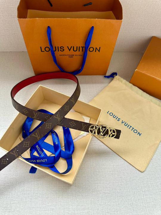 Lv belt two sides 2cm red silver hardware