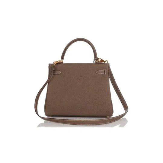 Hermes Kelly handbag in elephant gray Togo leather, a luxury bag for women with elegant design, perfect for everyday use.