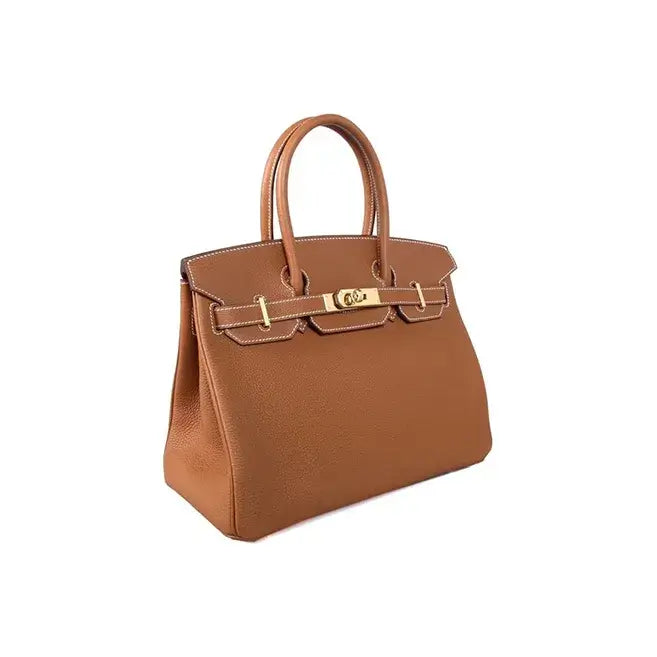 HERMES Birkin 25 brown togo leather handbag with gold hardware, a luxury bag for women ideal for everyday use.