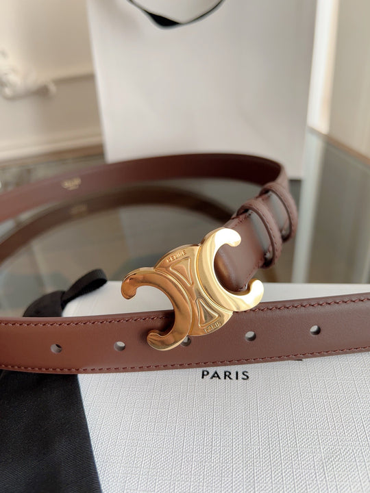 dark brown belt gold hardware