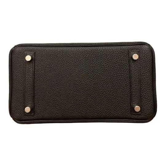 Black leather handbag base with silver hardware, designed for luxury bag enthusiasts, ensuring durability and elegance.