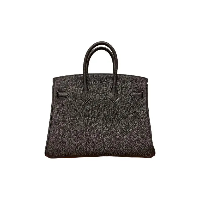 HERMES Birkin 25 black togo leather handbag with silver hardware, a luxury bag for women and timeless fashion accessory.
