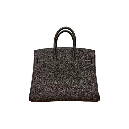 HERMES Birkin 25 black togo leather handbag with silver hardware, a luxury bag for women and timeless fashion accessory.