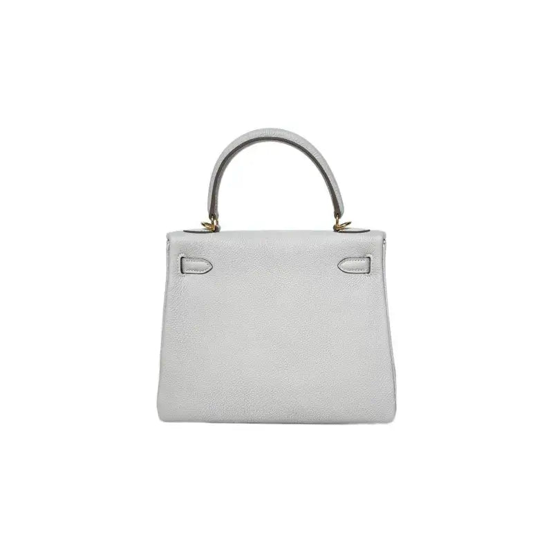 HERMES Kelly 25 cream gray Togo leather designer handbag luxury bag for women, sophisticated and stylish fashion accessory.