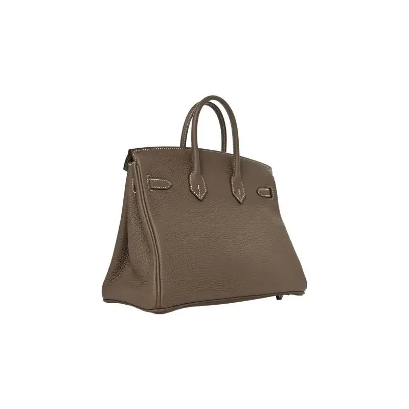 HERMES Birkin Bag in Etoupe Elephant Gray togo leather, a luxury bag for women with sleek design and high-quality finish.