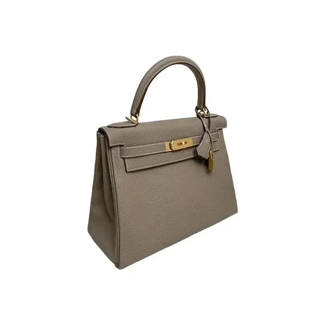 HERMES Kelly 25 elephant gray Togo leather handbag luxury bag for women featuring timeless elegance and high quality craftsmanship.
