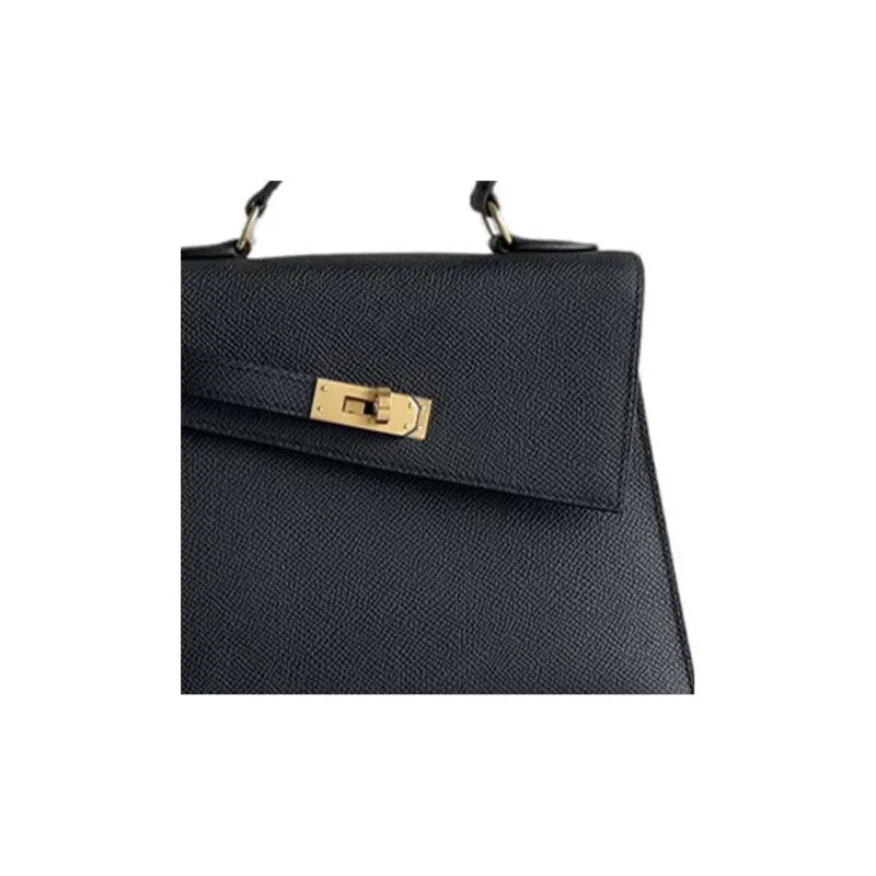 HERMES Kelly en Desordre Bag Epsom Leather Handbag (20,25,28) black gold hardware