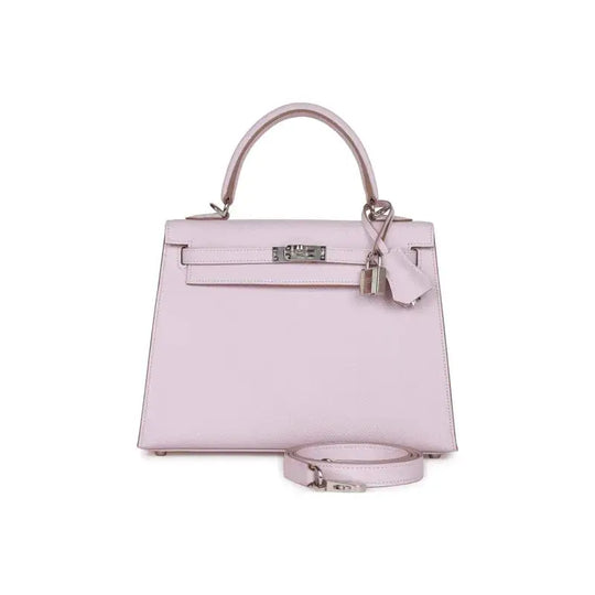 HERMES Kelly Bag in mauve pale dream purple with silver hardware, a luxury bag for women, ideal for stylish everyday use