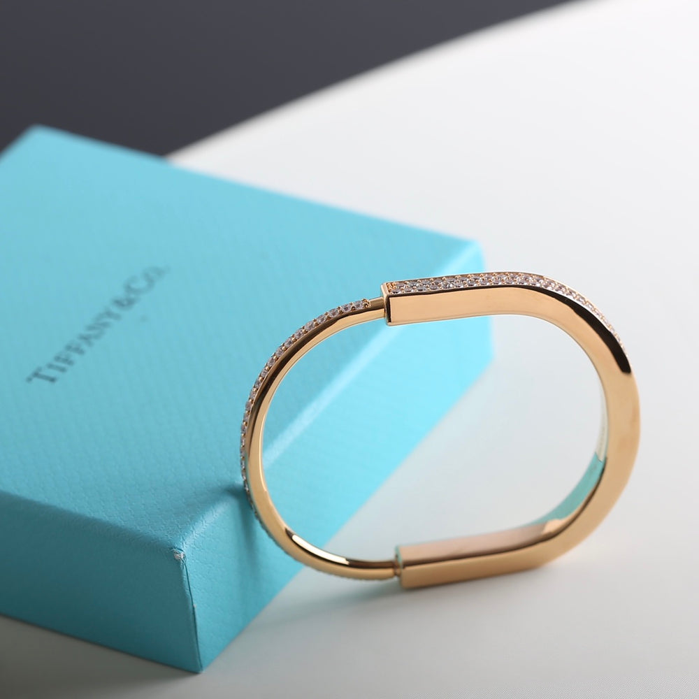 Tiffany lock bangle bracelet gold with zircon