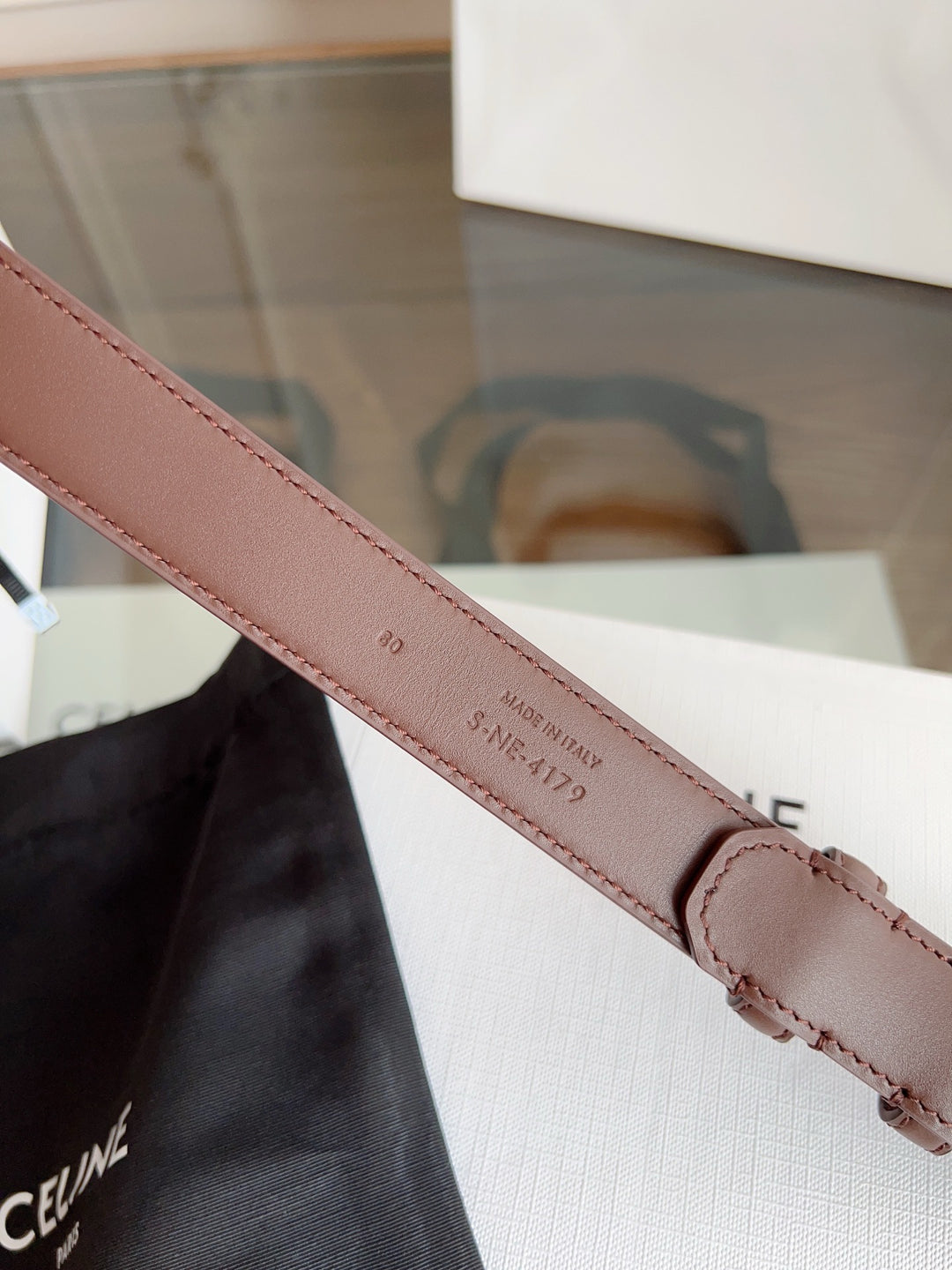 dark brown belt gold hardware