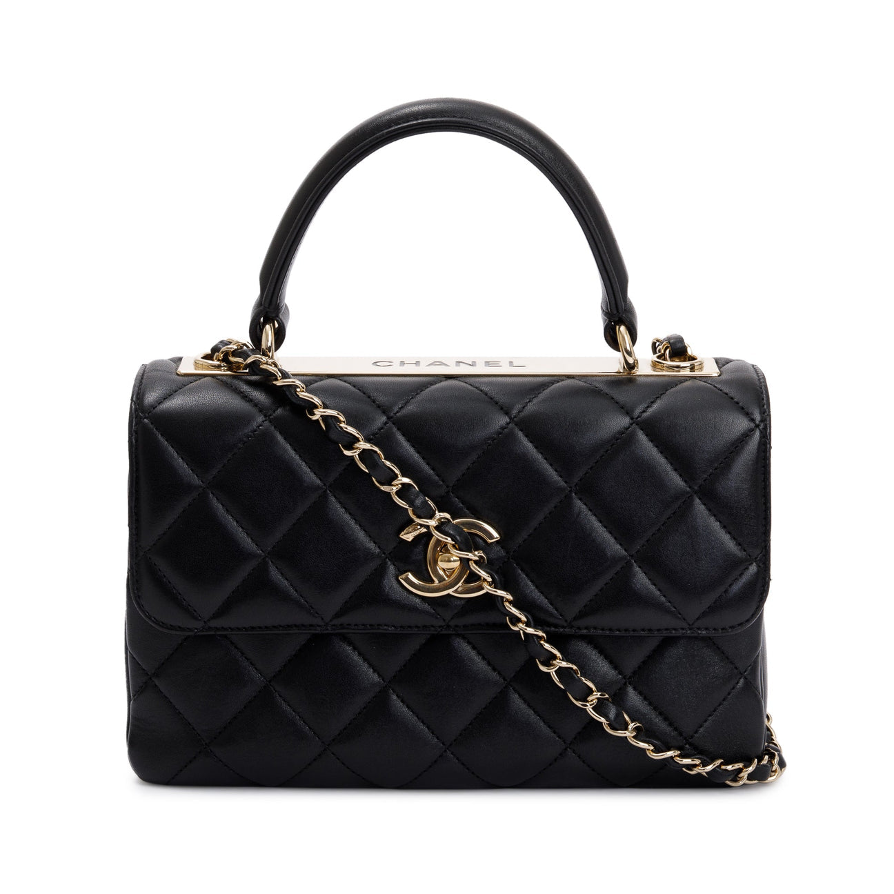 chanel Black Lambskin Trendy CC small Top Handle Flap Bag