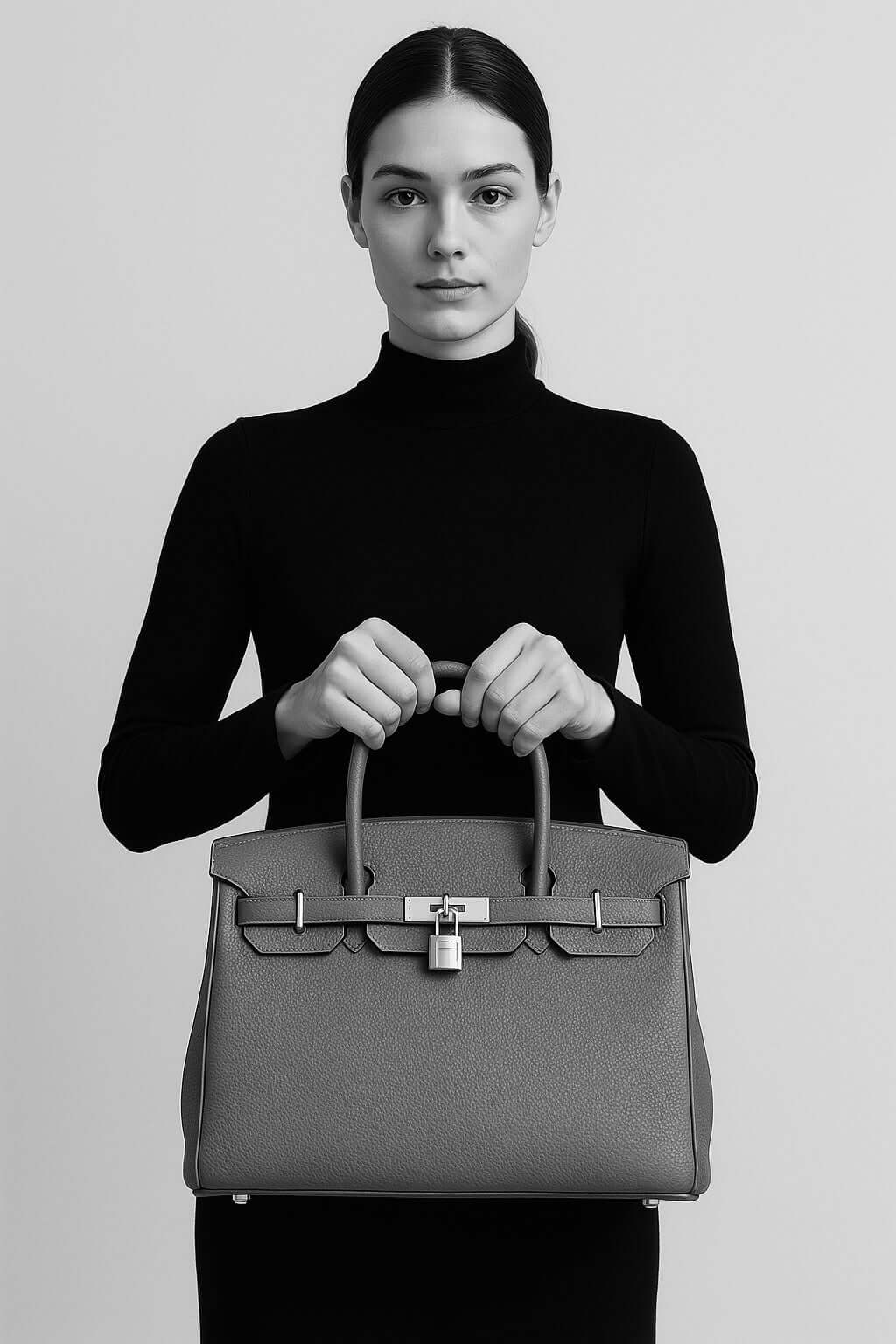 HERMES Birkin 25 brown togo leather handbag with silver hardware, showcasing elegance and luxury for women.