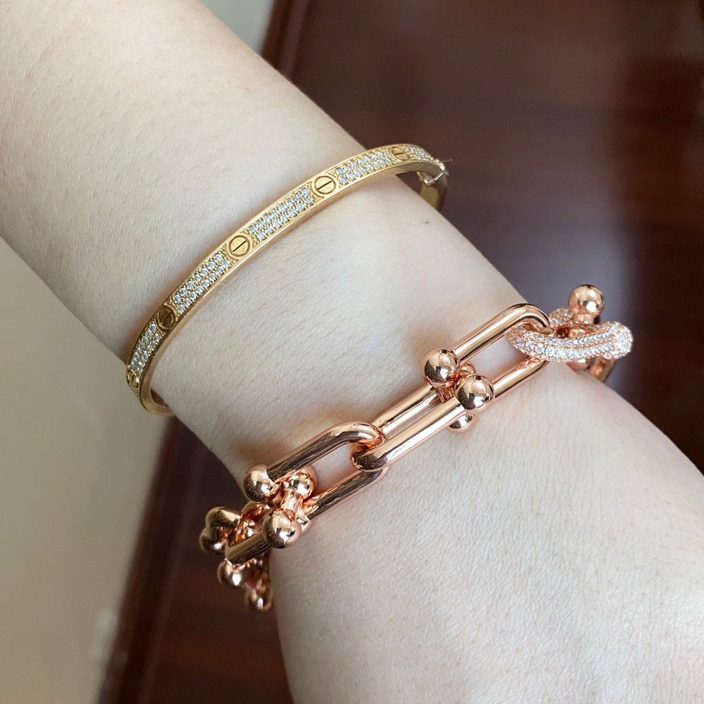 Tiffany hardwear bracelet V rose gold with zircon