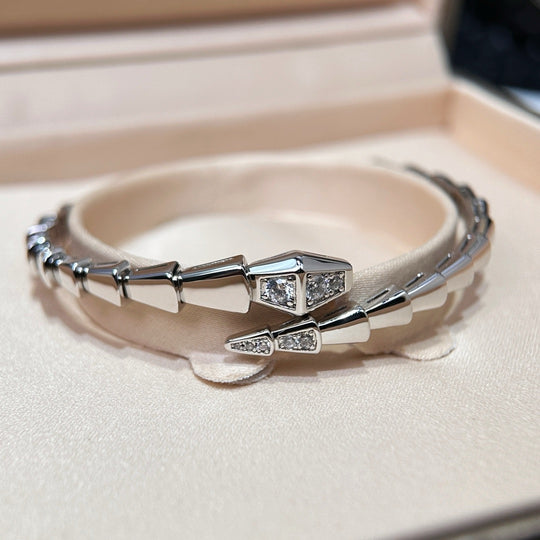 bvlgari Serpenti Viper bracelet silver head zircon