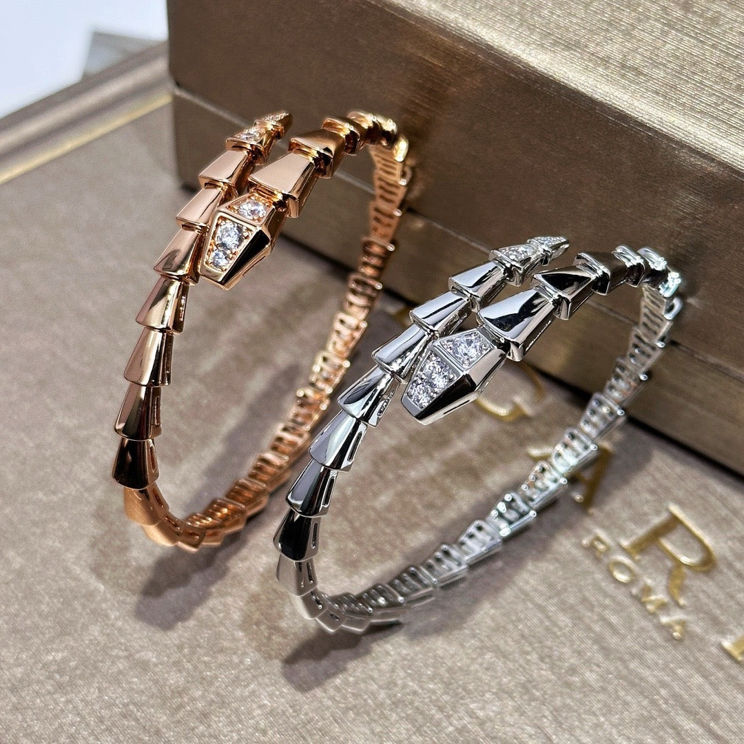 bvlgari Serpenti Viper bracelet silver head zircon