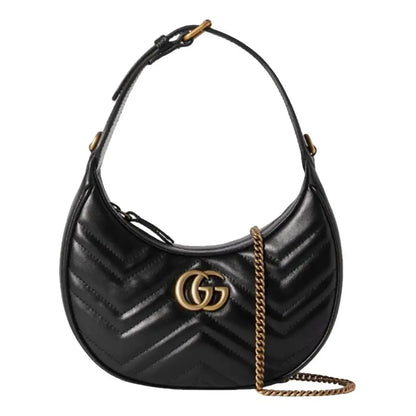 Gucci GG Marmont Half Moon Shaped Shoulder Bag small (black / white)