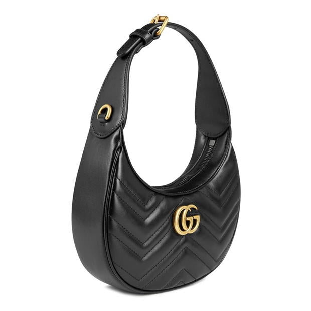 Gucci GG Marmont Half Moon Shaped Shoulder Bag small (black / white)