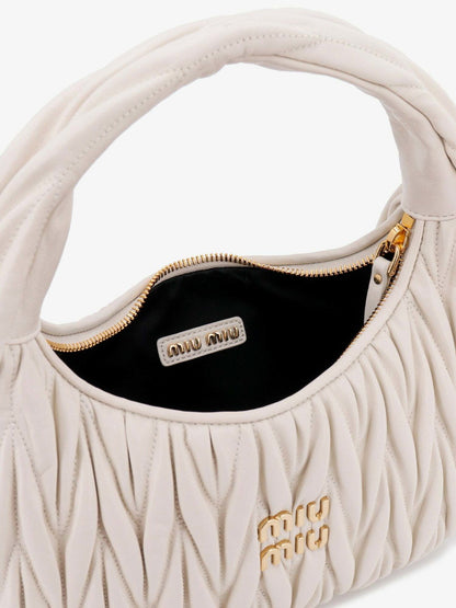 Miu Miu Matelassé Leather Handbag with Frontal Logo