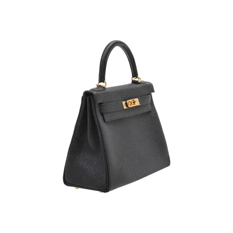 HERMES Kelly 25 black Togo leather handbag with elegant design, a timeless luxury bag for women, perfect for any occasion.