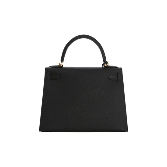 Hermès Kelly 25 handbag in black Epsom leather with gold hardware, a luxury bag for women ideal for timeless elegance.