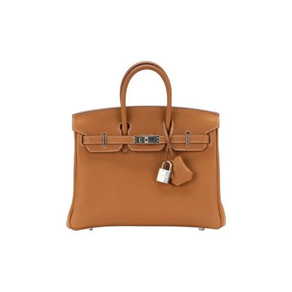 HERMES Birkin 25 Bag brown togo Leather Handbag (20,25,30,35)  silver hardware