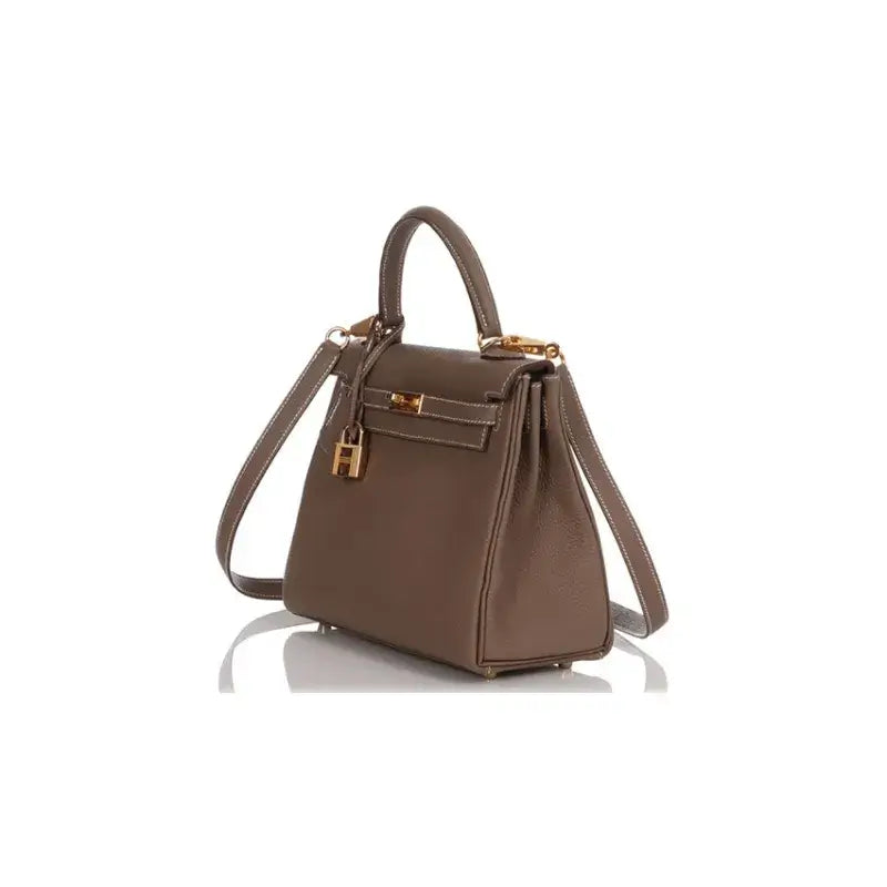 HERMES Kelly bag in elephant gray Togo leather with elegant design, a luxury bag perfect for women and stylish daily use.