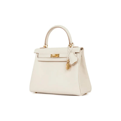 HERMES Kelly 25 cream Togo leather Bag Handbag (20,25,28,32)